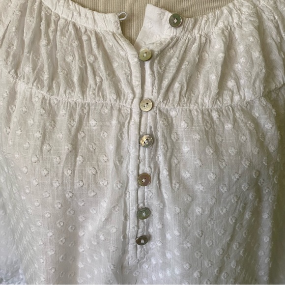 LOFT White Clip Dot Peasant Blouse - Picture 4 of 6